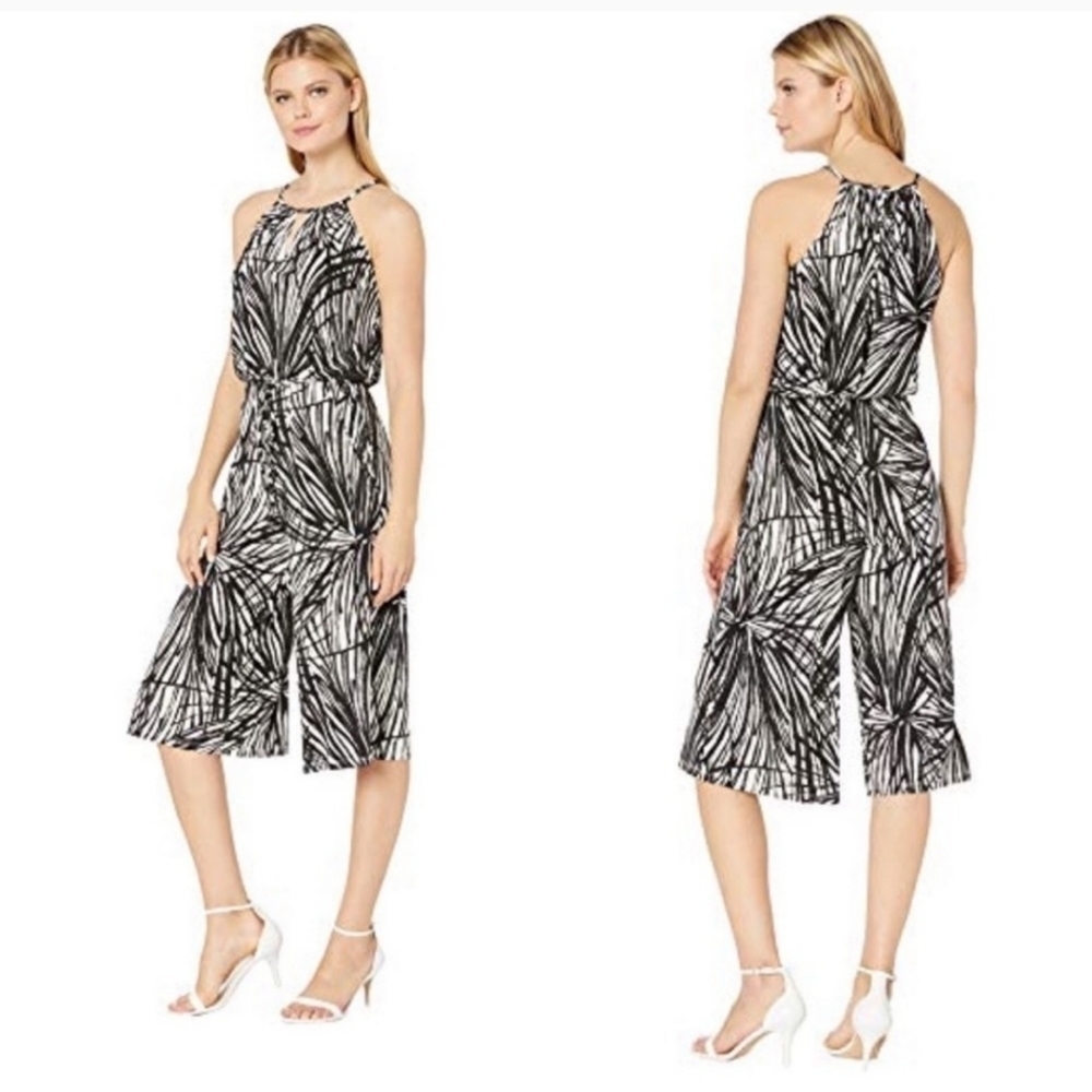 London Times Black and White Fireworks Wide Leg Jumpsuit 8